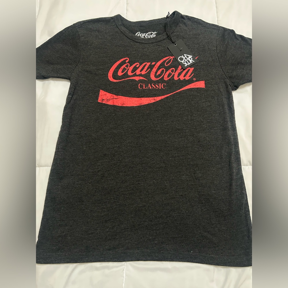 Coca Cola Men's Charcoal Tee with Red Logo